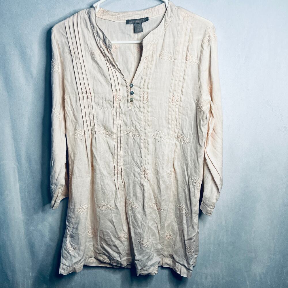 Saint Tropez West Light Pink Linen Top S